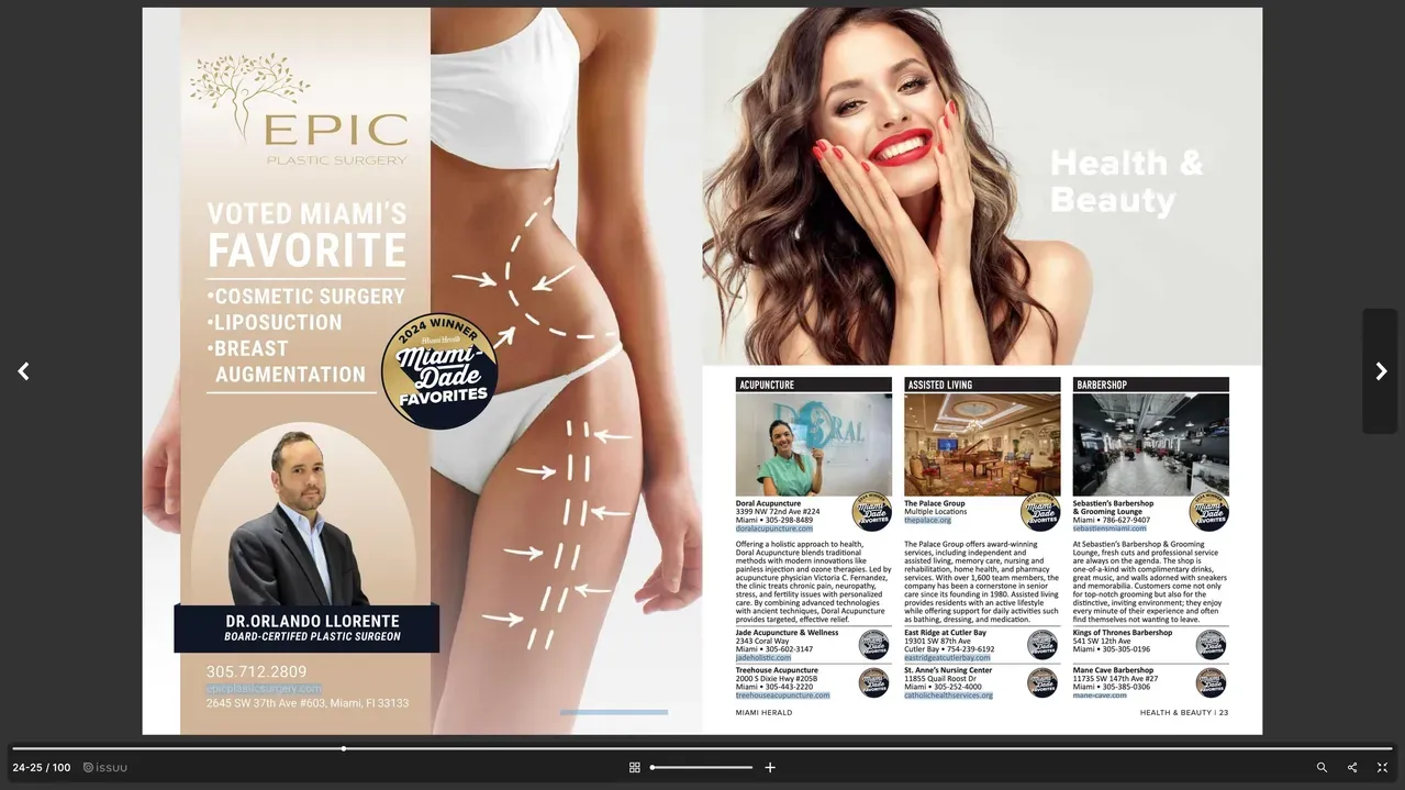 Miami plastic surgery advertisement for health and beauty